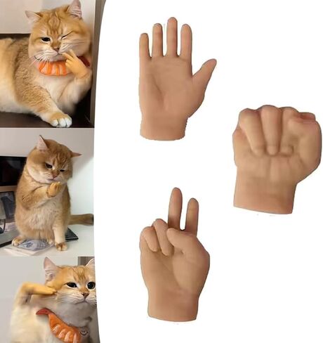 Mini Hands for Cats, Tiny Hands for Cats, Little Cat Hands for Fingers, Finger Puppet for Cat Paws, Finger Gloves for Cats, Small Rubber Human Hands for Cats (3pcs) in Kuwait