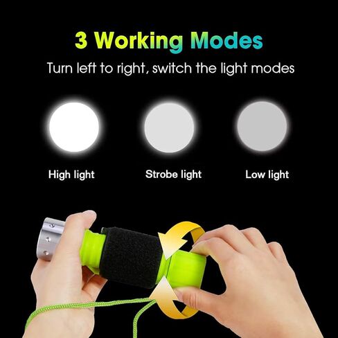 كشاف غوص سكوبا 150000 لومن LED شعلة غوص فائقة السطوع 3 أوضاع IPX8 مقاومة للماء والغطس تحت الماء ضوء فلاش قابل لإعادة الشحن للغوص والرياضات تحت الماء in Kuwait