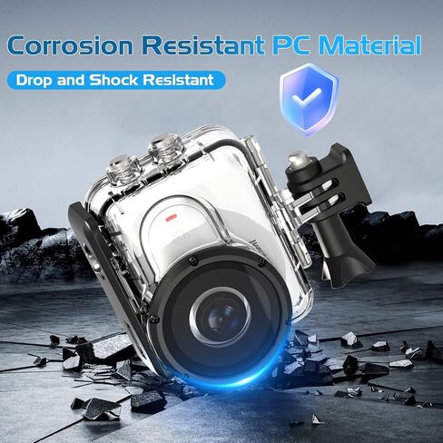 Waterproof Housing Case for Insta360 GO 3, 60M/196FT Dive Case Dive Housing Shell with Underwater Touch Screen Back Cover & Bracket Mount Adapter for Insta360 GO 3 Action Camera Accessories in Saudi Arabia