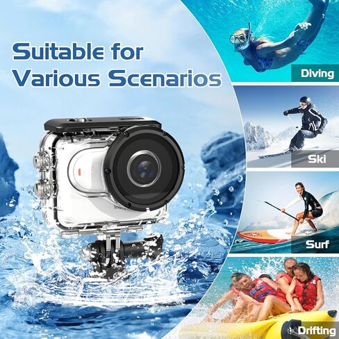 Waterproof Housing Case for Insta360 GO 3, 60M/196FT Dive Case Dive Housing Shell with Underwater Touch Screen Back Cover & Bracket Mount Adapter for Insta360 GO 3 Action Camera Accessories in Saudi Arabia