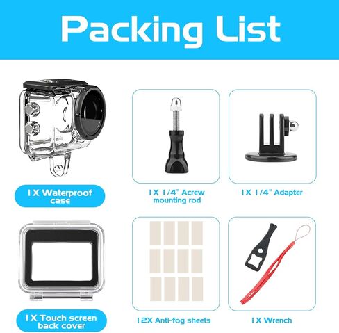 Waterproof Housing Case for Insta360 GO 3, 60M/196FT Dive Case Dive Housing Shell with Underwater Touch Screen Back Cover & Bracket Mount Adapter for Insta360 GO 3 Action Camera Accessories in Saudi Arabia