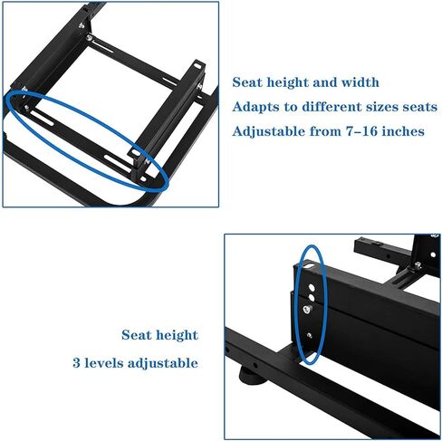 Marada Racing المقعد الخلفي حامل مقعد إضافة إلى حامل نصف مقعد خلفي لعجلة القيادة تقف إلى قمرة القيادة لمحاكاة السباق، حامل عجلة السباق إطار مقعد دلو عالمي، 49 سم، بدون مقعد in Kuwait