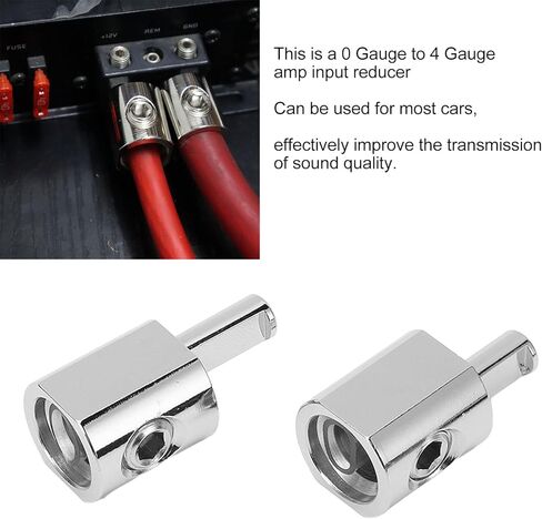 زوج من محول صوت ستيريو للسيارة AWG Pin Power Ground Wire، محول مخفض إدخال مكبر الصوت 1/0 إلى 4 قياس، مطلي بالنيكل 6061 ألومنيوم للسيارات والقوارب in Saudi Arabia