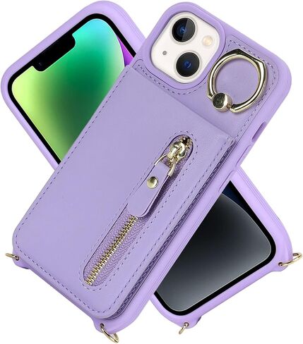 iPhone 14 Plus Wallet case for Women, iPhone 14 Plus Phone Case with Card Holder Strap Credit Card Slots Crossbody with Kickstand Zipper Case for iPhone14Plus - White Leopard in Saudi Arabia