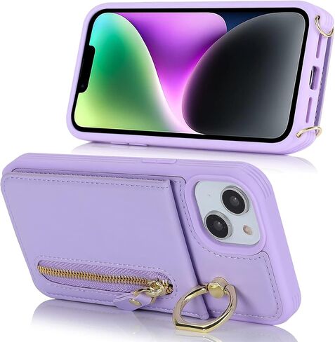 iPhone 14 Plus Wallet case for Women, iPhone 14 Plus Phone Case with Card Holder Strap Credit Card Slots Crossbody with Kickstand Zipper Case for iPhone14Plus - White Leopard in Saudi Arabia