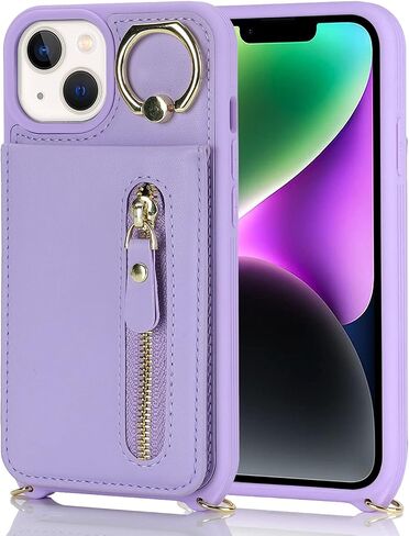 iPhone 14 Plus Wallet case for Women, iPhone 14 Plus Phone Case with Card Holder Strap Credit Card Slots Crossbody with Kickstand Zipper Case for iPhone14Plus - White Leopard in Saudi Arabia