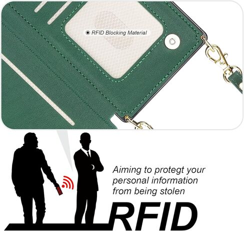 حافظة محفظة Bocasal Crossbody لهاتف iPhone 15 Plus مع حامل فتحة بطاقة RFID، حافظة محفظة مغناطيسية قابلة للطي، حقيبة يد بسحاب من جلد البولي يوريثان مع حزام حبل قابل للفصل 6.7 بوصة 5G (أسود) in Kuwait