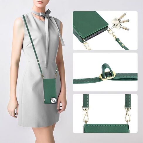 حافظة محفظة Bocasal Crossbody لهاتف iPhone 15 Plus مع حامل فتحة بطاقة RFID، حافظة محفظة مغناطيسية قابلة للطي، حقيبة يد بسحاب من جلد البولي يوريثان مع حزام حبل قابل للفصل 6.7 بوصة 5G (أسود) in Kuwait