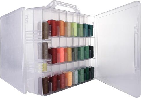 46 Grids Sewing Organizer, Double Sided Thread Box Storage, Portable Clear Plastic Organizer Box for Embroidery and Sewing Threads, Embroidery Floss, Crafts, Small Toys (Clear) in Kuwait