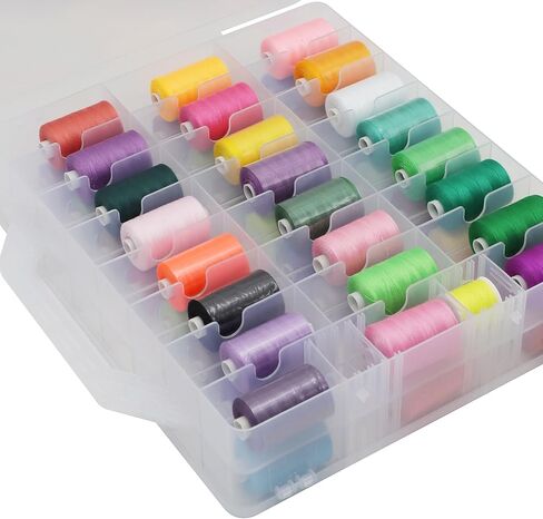 46 Grids Sewing Organizer, Double Sided Thread Box Storage, Portable Clear Plastic Organizer Box for Embroidery and Sewing Threads, Embroidery Floss, Crafts, Small Toys (Clear) in Kuwait