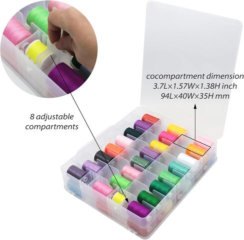 46 Grids Sewing Organizer, Double Sided Thread Box Storage, Portable Clear Plastic Organizer Box for Embroidery and Sewing Threads, Embroidery Floss, Crafts, Small Toys (Clear) in Kuwait