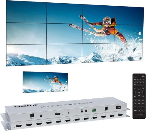 وحدة تحكم حائط فيديو HDMI 3x4، وحدة تحكم جدار تلفزيون HDMI 1.4، 1 مدخل HDMI 12 جدار فيديو تلفزيوني مخرج، 2x2,3x4، 4x3,1x4,2x4، 2x5 26 وضع توصيل، جهاز تحكم عن بعد وRS232، مع وظيفة الصوت والذاكرة in Kuwait