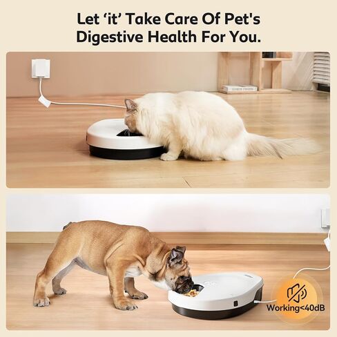 وحدة تغذية أوتوماتيكية للقطط من UBPET F10، موزع رقمي ل5 وجبات للحيوانات الأليفة مع تبريد طويل الأمد، 3 إعدادات للتبريد in Kuwait