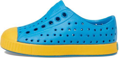 Native Shoes Kids Jefferson (طفل صغير/طفل صغير) - الجزء العلوي والبطانة من مادة EVA - ثقوب للتحكم في درجة الحرارة موجة زرقاء/أصفر حبوب اللقاح 10 طفل صغير M in Saudi Arabia
