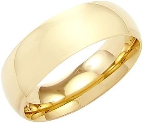14k Solid Yellow Gold Plain Dome Wedding Heavy Ring Band 8MM - Size 8 in Saudi Arabia