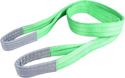 Green Lifting Slings Straps Polyester Web Slings, Lift Sling Straps 6.5 FtX2 in, Polyester Lifting Sling Tow Strap Flat Eye & Eye 2PLY Straight 4409 LBS Basket 8818 LBS Choker 3527 LBS in Kuwait