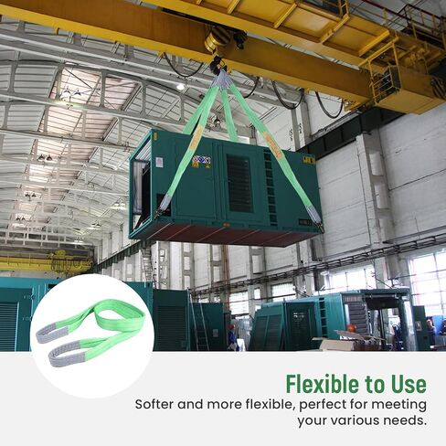 Green Lifting Slings Straps Polyester Web Slings, Lift Sling Straps 6.5 FtX2 in, Polyester Lifting Sling Tow Strap Flat Eye & Eye 2PLY Straight 4409 LBS Basket 8818 LBS Choker 3527 LBS in Kuwait