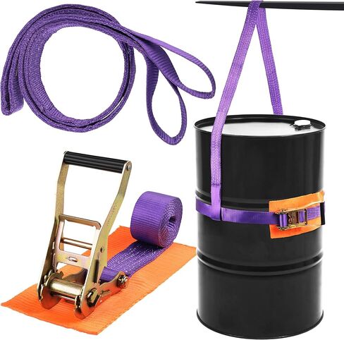 Drum Handling Sling Heavy-Duty Barrel Lifting Rachet Strap for 55 Gallon Drum Capacity up to 1000lb with Protector in Kuwait