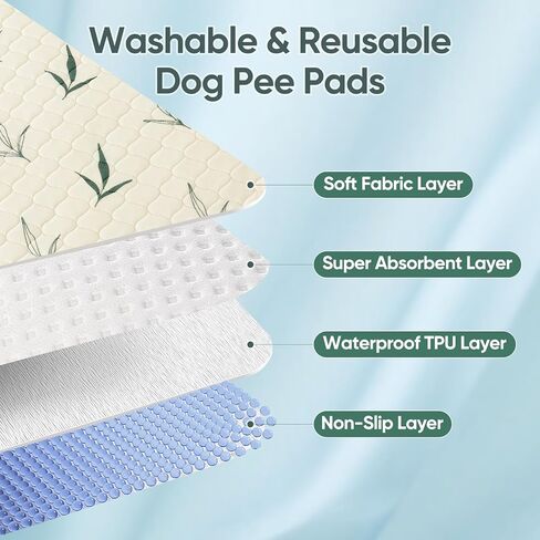 Washable Pee Pads for Dogs, 2 Pack 18"x24" Reusable Puppy Pads, Super Absorbent Dog Pee Pads, Non Slip, Waterproof, Easy to Clean in Saudi Arabia