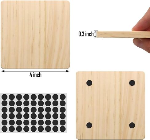 12 قطعة من قواعد الأكواب الخشبية المستديرة غير المكتملة، SIJDIEE مقاس 4 بوصة مصنوعة من قواعد خشبية فارغة مع نقاط سيليكون مضادة للانزلاق لطلاء الخشب الملون ونقش ديكور المنزل in Kuwait