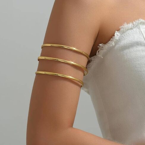 SANDOO Minimalist Arm Cuff - Gold Arm Cuff Upper Arm,Arm Bracelet Upper Arm,Upper Arm Cuff, Dainty Layered Arm Bangle Armband Armlet Jewelry in Saudi Arabia