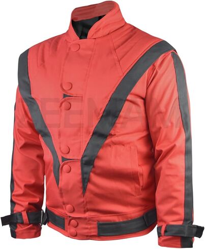 MJ Thriller Red & Black Lightweight Cordura/Parachute Jacket, MJ Costume Removable Selevees Halloween in Saudi Arabia