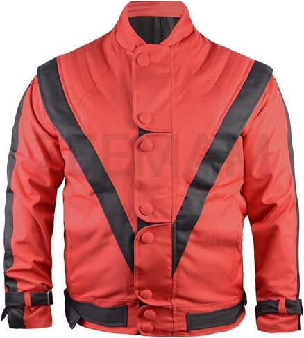 MJ Thriller Red & Black Lightweight Cordura/Parachute Jacket, MJ Costume Removable Selevees Halloween in Saudi Arabia