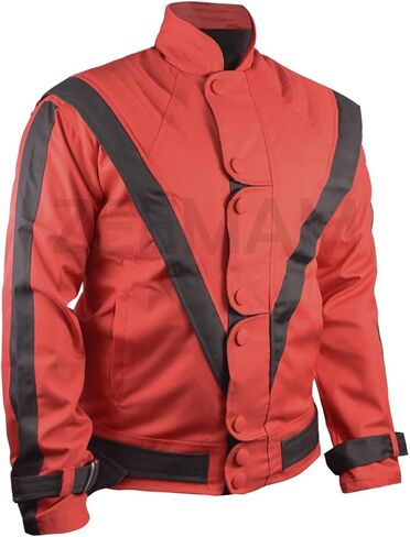 MJ Thriller Red & Black Lightweight Cordura/Parachute Jacket, MJ Costume Removable Selevees Halloween in Saudi Arabia