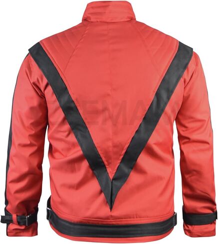 MJ Thriller Red & Black Lightweight Cordura/Parachute Jacket, MJ Costume Removable Selevees Halloween in Saudi Arabia