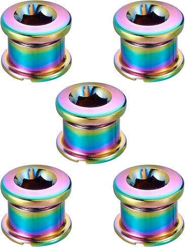 Bike Chainring Bolts Single/Double,MTB Disc Triple Chainwheel Screw,Rainbow Dental Plate Screws Crank Bolts Chainwheel Bolts for RoadBike,Mountain Bike,BMX-5Pcs in Saudi Arabia