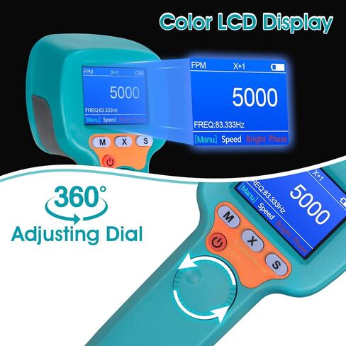 ستروبوسكوب، مقياس سرعة الدوران ستروب محمول قابل لإعادة الشحن، عداد سرعة فلاش LED قابل لإعادة الشحن مع قياس واسع 60-999999 دورة في الدقيقة، قرص ضبط 360 درجة، شاشة LCD ملونة لنظام التدفئة والتهوية وتكييف الهواء، المحرك، اختبار سرعة المحرك in Kuwait