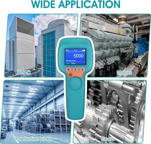 ستروبوسكوب، مقياس سرعة الدوران ستروب محمول قابل لإعادة الشحن، عداد سرعة فلاش LED قابل لإعادة الشحن مع قياس واسع 60-999999 دورة في الدقيقة، قرص ضبط 360 درجة، شاشة LCD ملونة لنظام التدفئة والتهوية وتكييف الهواء، المحرك، اختبار سرعة المحرك in Kuwait