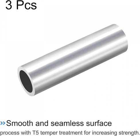 uxcell 6063 Aluminum Round Tube 20mm OD 10mm Inner Dia 100mm Length Pipe Tubing 3 Pcs in Saudi Arabia