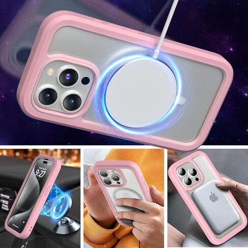 ANB for iPhone 15 Case，Compatible with Magsafe，[Military Grade Drop Protection] Soft Silicone Bezel & Cear Hard PC Back 3in1 Shockproof case for iPhone 15 6.1". (Blue) in Saudi Arabia