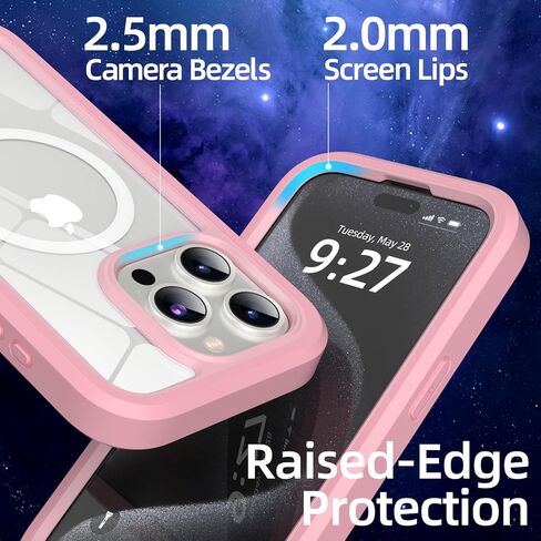 ANB for iPhone 15 Case，Compatible with Magsafe，[Military Grade Drop Protection] Soft Silicone Bezel & Cear Hard PC Back 3in1 Shockproof case for iPhone 15 6.1". (Blue) in Saudi Arabia