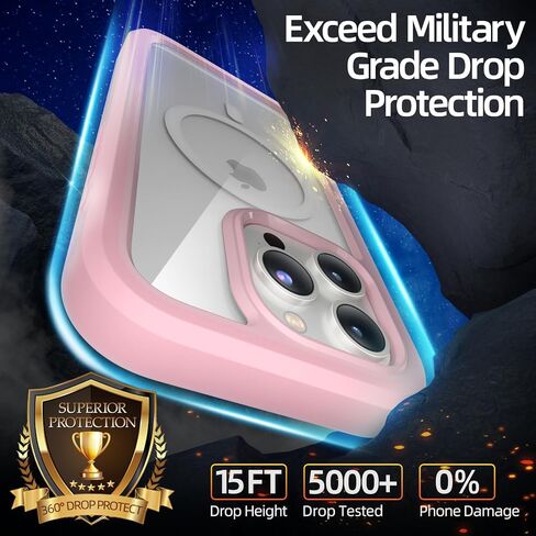 ANB for iPhone 15 Case，Compatible with Magsafe，[Military Grade Drop Protection] Soft Silicone Bezel & Cear Hard PC Back 3in1 Shockproof case for iPhone 15 6.1". (Blue) in Saudi Arabia