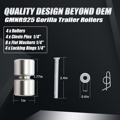 2 Pack Aluminum Alloy GL1 GMNR925 Trailer Tailgate Lift Assist Rollers Kit Replacement Rollers Parts Washer Pins Rings Apply to Trailer Tailgate, Easy Lift Gate etc Lift Assist -10 Year QA in Saudi Arabia