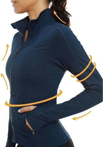 Women's Full Zip Running Track Jacket Lightweight Shirt Sportwear with Pocket for Workout Yoga Hiking with Thumb Holes in Saudi Arabia