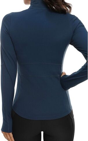Women's Full Zip Running Track Jacket Lightweight Shirt Sportwear with Pocket for Workout Yoga Hiking with Thumb Holes in Saudi Arabia