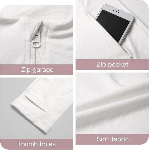 Women's Full Zip Running Track Jacket Lightweight Shirt Sportwear with Pocket for Workout Yoga Hiking with Thumb Holes in Saudi Arabia