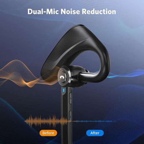 Dual-Mic AI Noise Cancelling Bluetooth Headset for Cell Phones, 30Hrs HD Talktime 10 Days Standby Wireless Bluetooth Earpiece IPX6 Waterproof Ultra-Light Wireless Headset Truckers/Office/Business in Kuwait