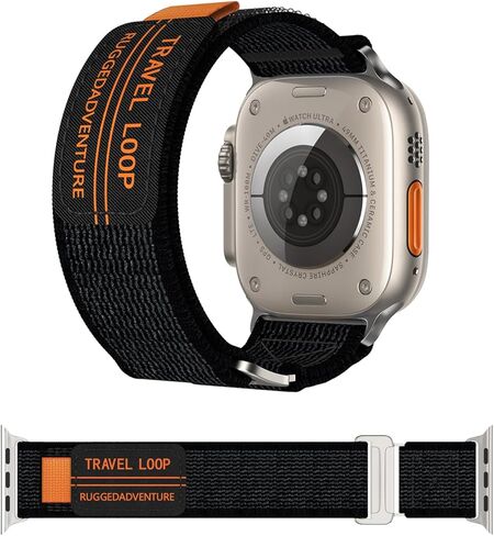 سوار رياضي من النايلون من Alessia Cara مع حافظة متوافقة مع سوار ساعة Apple مقاس 49 مم 45 مم 44 مم 42 مم، حافظة واقية مع حزام حلقة رياضي من النايلون لسلسلة iwatch 9/8/7/6/5/4/SE للرجال (أسود) in Kuwait