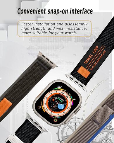 سوار رياضي من النايلون من Alessia Cara مع حافظة متوافقة مع سوار ساعة Apple مقاس 49 مم 45 مم 44 مم 42 مم، حافظة واقية مع حزام حلقة رياضي من النايلون لسلسلة iwatch 9/8/7/6/5/4/SE للرجال (أسود) in Kuwait