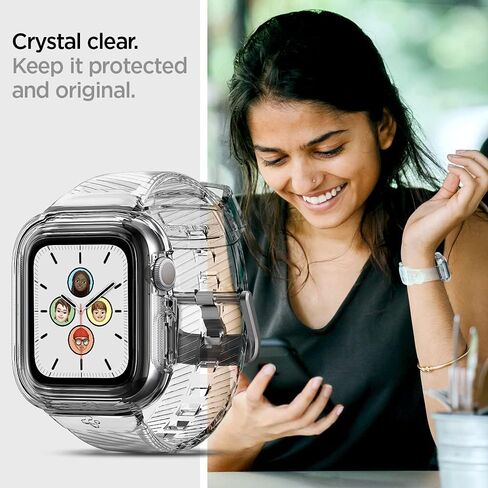 Spigen Liquid Crystal Pro Designed for Clear Apple Watch Band with Case Series SE2/6/SE/5/4 (40mm) - Crystal Clear in Saudi Arabia