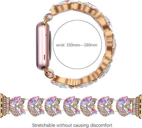 VIQIV Bling Dressy Bracelet with Case Compatible with Apple Watch Bands 38mm 40mm 41mm 42mm 44mm 45mm 49mm for Women Strethy, Stretch Smart Watch Bands for Women, Cute Slim Metal Wristband Strap for iWatch Ultra 2/Ultra Series 9/8/7/6/5/4/3/2/1/SE in Saudi Arabia