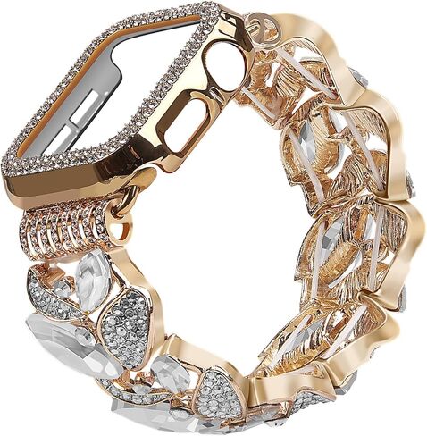 سوار VIQIV Bling Dressy مع حافظة متوافقة مع أساور ساعة Apple 38 مم 40 مم 41 مم 42 مم 44 مم 45 مم 49 مم للنساء، أساور ساعة ذكية قابلة للتمدد للنساء، حزام معصم معدني نحيف لطيف لـ iWatch Ultra 2/Ultra Series 9/8/7/6/5 /4/3/2/1/س in Kuwait