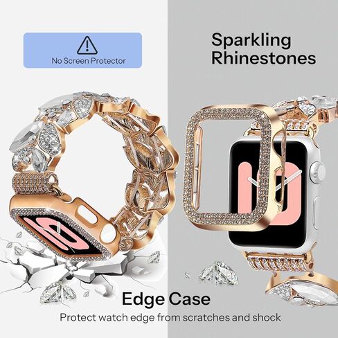 سوار VIQIV Bling Dressy مع حافظة متوافقة مع أساور ساعة Apple 38 مم 40 مم 41 مم 42 مم 44 مم 45 مم 49 مم للنساء، أساور ساعة ذكية قابلة للتمدد للنساء، حزام معصم معدني نحيف لطيف لـ iWatch Ultra 2/Ultra Series 9/8/7/6/5 /4/3/2/1/س in Kuwait