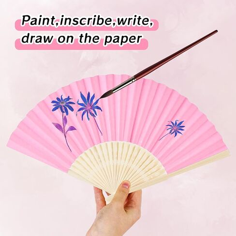 JOHOUSE Foldable Bamboo Fans, 12PCS Eastern Style Handheld Fan Japanese Chinese Fan for DIY Decoration Wedding Dancing Party Summer Pink in Saudi Arabia