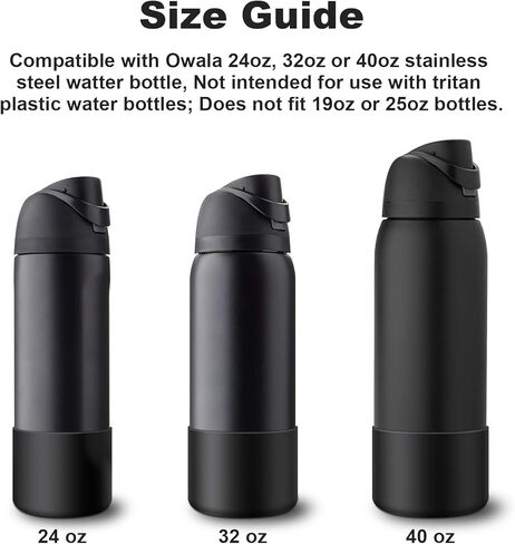 حذاء من السيليكون لزجاجة مياه Owala سعة 24 أونصة 32 أونصة 40 أونصة، قطعتان من الأكمام الواقية المضادة للانزلاق لزجاجات المياه FreeSip/Twist/Flip، خالية من BPA، آمنة للاستخدام في غسالة الأطباق، ملحقات الأكواب بغطاء ممتص للصدمات سفلي in Kuwait