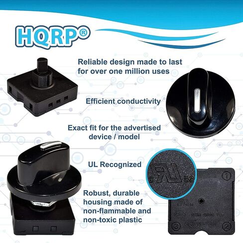 HQRP Heavy-Duty Rotary Switch 4-Position 3-Speed 120V-250V, 15A Fan Heater Speed Selector, UL Listed in Saudi Arabia